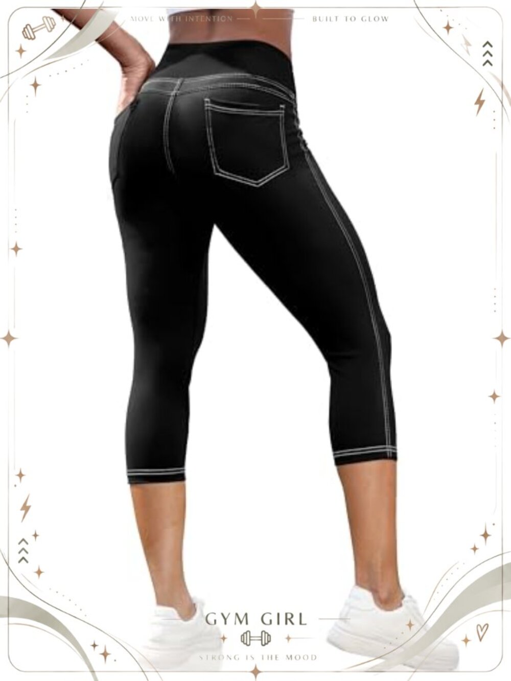 High Waisted Capri Leggings Tummy Control Yoga Pants with Pockets